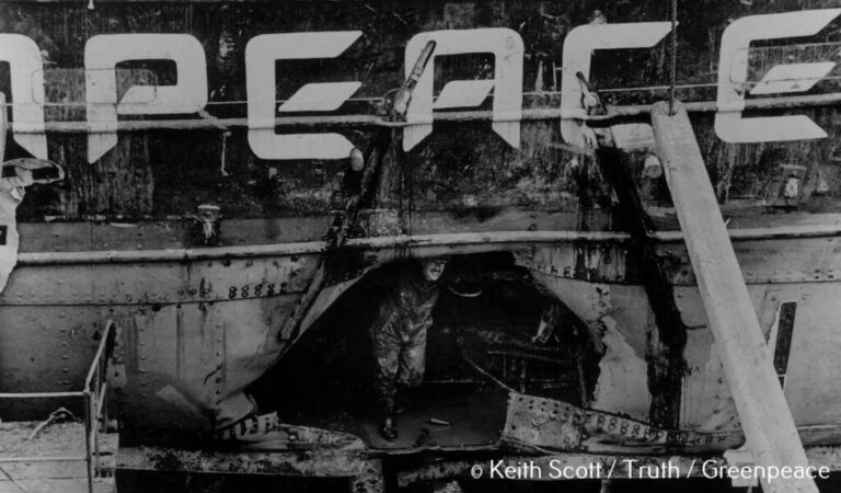 Bomb Damage to the Rainbow Warrior